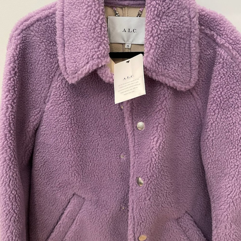 A.L.C. Women's Purple Lincoln Oversized Shearling Teddy Coat Jacket Size XS - Picture 5 of 9